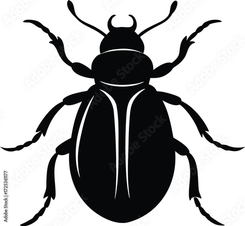 beetle silhouette vector, insect illustration art