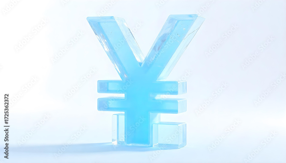 Obraz premium 3D Ice Yen and Yuan Currency Symbol Isolated on White Background for Asian Economic Crisis and Financial Concepts
