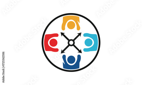 Diverse group of people collaborating in a circle