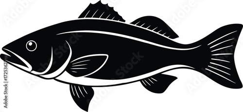 bass fishing icon, freshwater fish illustration