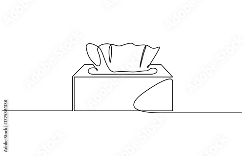 Continuous one line drawing of Tissue box minimalist vector illustration. Editable outline