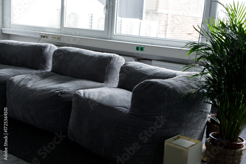Stylish gray corduroy secti...