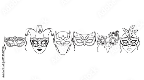 Collection of elaborate venetian masquerade masks for costume and celebration vector