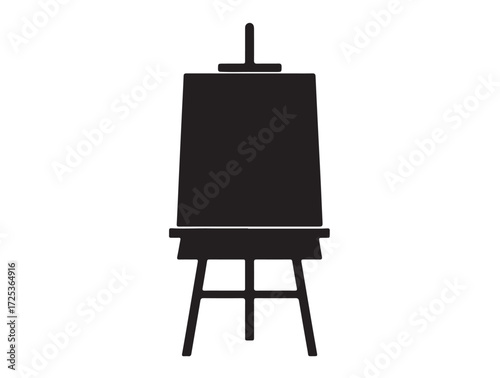 Easel art icon in silhoette white background.