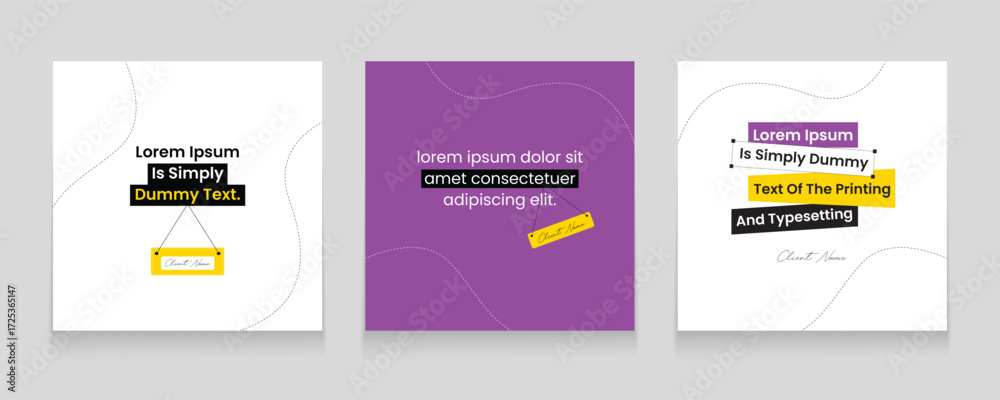 Fototapeta premium Creative quote template for social media promotion. Client testimonials design set. Minimal client review post banner bundle.