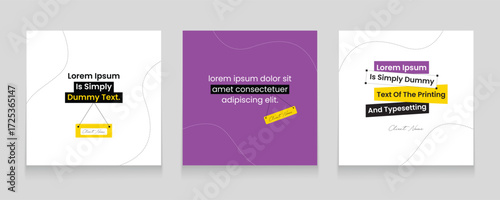 Creative quote template for social media promotion. Client testimonials design set.  Minimal client review post banner bundle.
