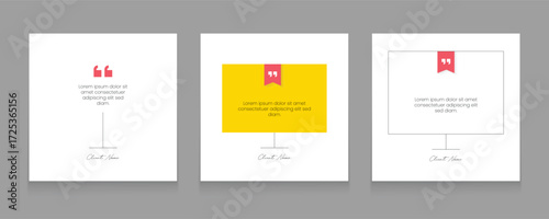 Creative quote template for social media promotion. Client testimonials design set.  Minimal client review post banner bundle.