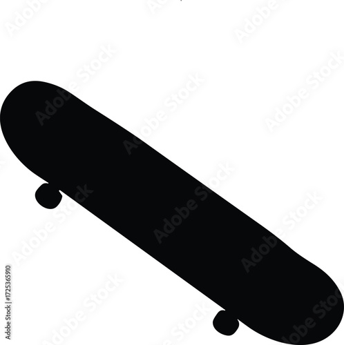 Silhouette skateboard vector illustration, modern sports equipment design, black skateboard shape icon, isolated deck outline, urban lifestyle art, extreme sport graphic element