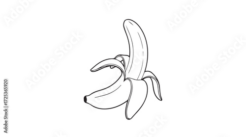 Freshly peeled ripe yellow banana showing its sweet creamy fruit inside healthy food vector