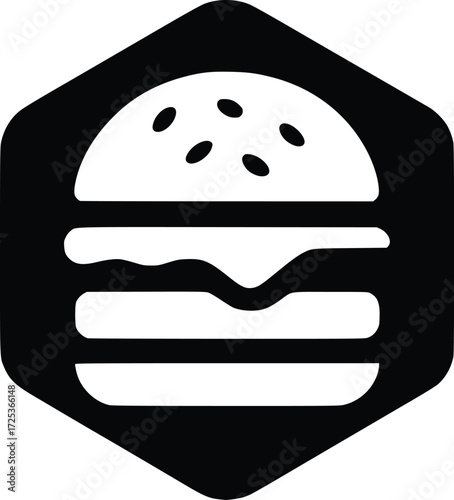 Minimal Burger Logo Silhouette Vector – Fast Food Badge Icon