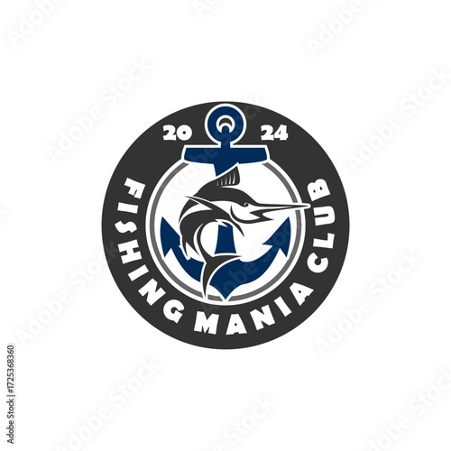 Fishing Sports Club Billfish Marlin Logo Template Vector 