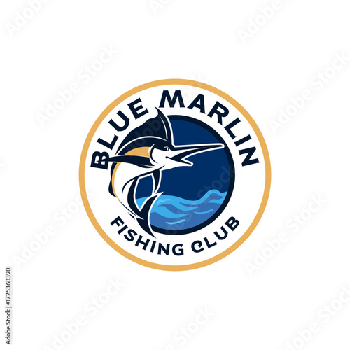 Fishing Sports Club Billfish Marlin Logo Template Vector 