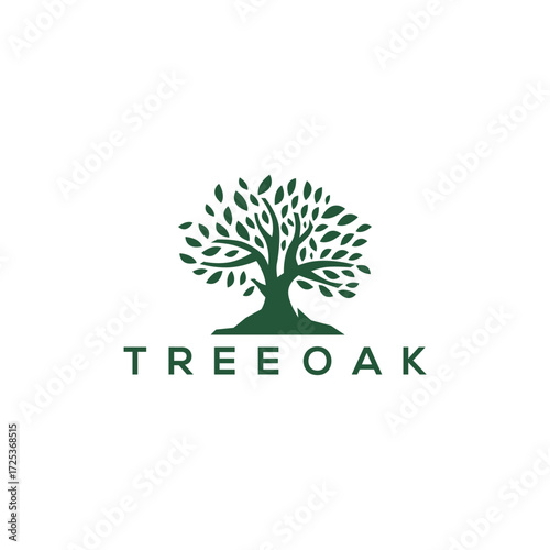 Oak Tree Silhouette of Tree Vector Logo Design Template