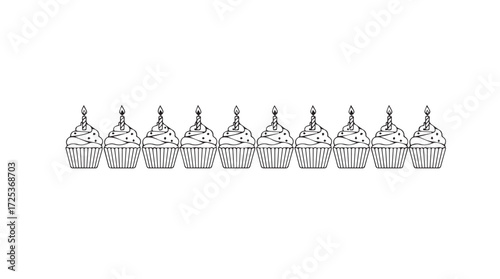 Abstract row of tiny stylized whisk shapes with intricate detail on a vector