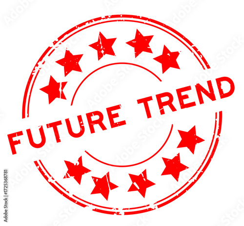 Grunge red future trend word round rubber seal stamp on white background
