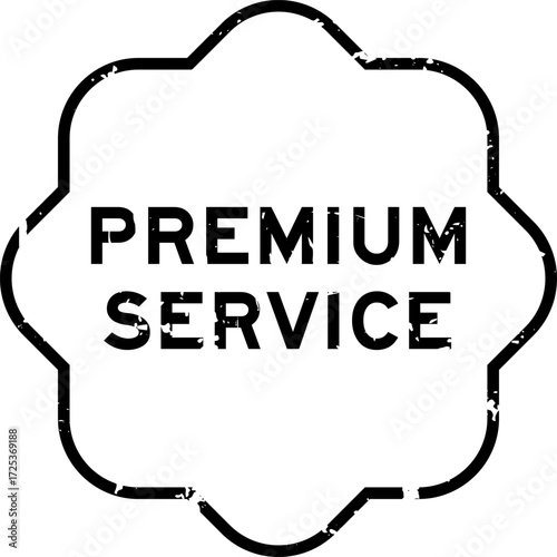 Grunge black premium service word square rubber seal stamp on white background
