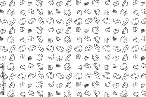 Seamless Bakery Doodle Pattern – Bread, Cake, and Pastry Hand Drawn Background