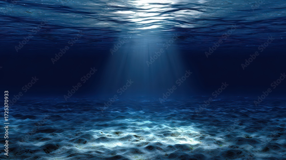 Obraz premium Abstract Underwater Scene With Sunlight Beam