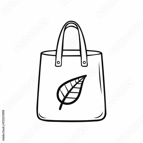 Eco-friendly tote bag illustration with a leaf icon, representing sustainability and reusable shopping