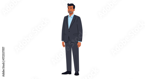 Confident businessman standing tall, ready for success, a professional vector illustration for corporate communications and business designs, leadership presence