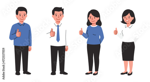 Dynamic team giving thumbs up celebrates project approval, showcasing teamwork and optimism, perfect for corporate communications and successful business ventures