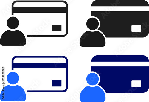Credit card holder icon set. Bank card holder symbol