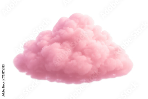 Pink fluffy cloud of smoke dissolving, transparent background
