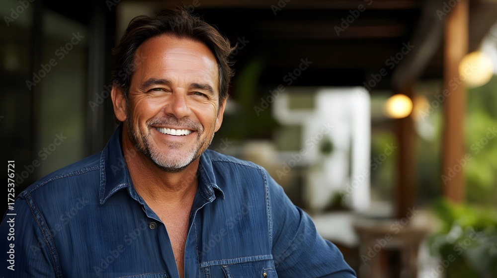 Fototapeta premium Happy Mature Man Smiling Outdoors Portrait Photography