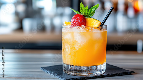 Refreshing summer cocktail with fruit garnish, perfect for warm days