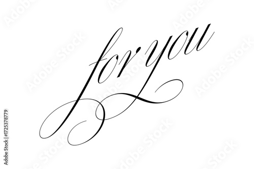 for you - 手書きの筆記体で書いた、for you（あなたへ）のレタリング（カリグラフィー）によるロゴマーク
