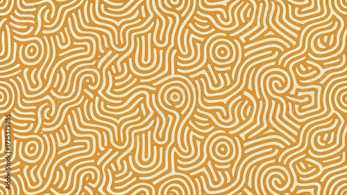 Seamless abstract line pattern hand-drawn labyrinth style curves fabric background 