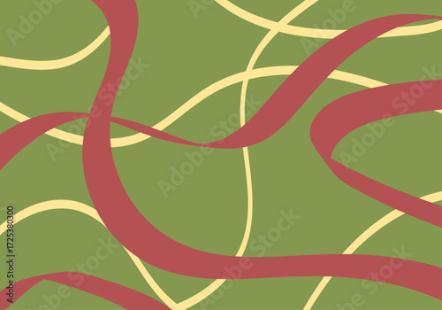Fondo verde con trazos amarillos y rojos gruesos