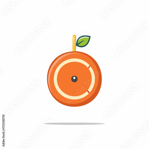 Stylized Citrus Fruit Clock, Orange Slice with Watch Face Design Element on White