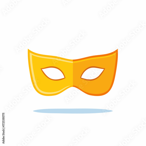Golden and orange eye mask with subtle shadow, flat design for costume or masquerade