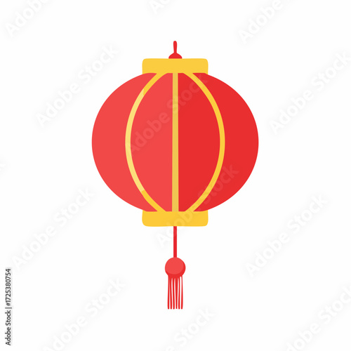 Traditional red and yellow Chinese lantern with tassels decoration festive celebration element