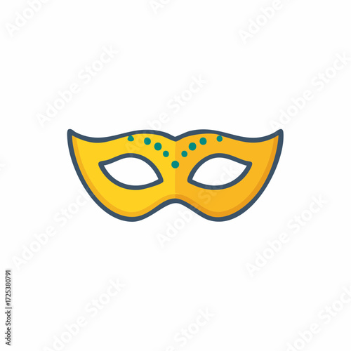 Bright yellow masquerade mask adorned with teal dots for festive occasions
