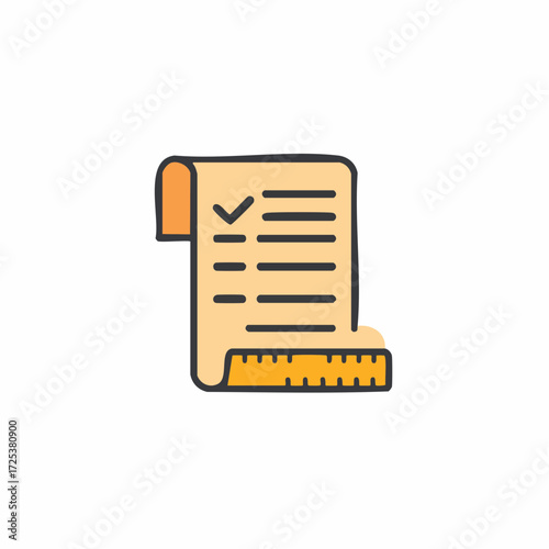Hand drawn icon of a measurement list or project specifications checklist