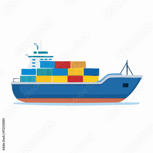 Cargo ship carrying shipping containers for international transport, logistics, and delivery.