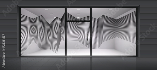 Abstract zigzag lines for glass graphic design. Artistic glass design for Residential and Commercial space. Decorative frosted window film.