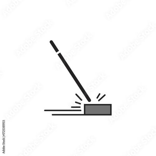 White cane touching ground, accessibility icon for blind navigation, visually impaired mobility aid, inclusive design concept, minimal vector illustration, disability support symbol