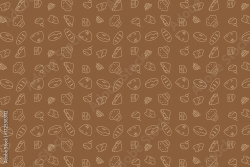 Seamless Bakery Doodle Pattern – Bread, Cake, and Pastry Hand Drawn Background