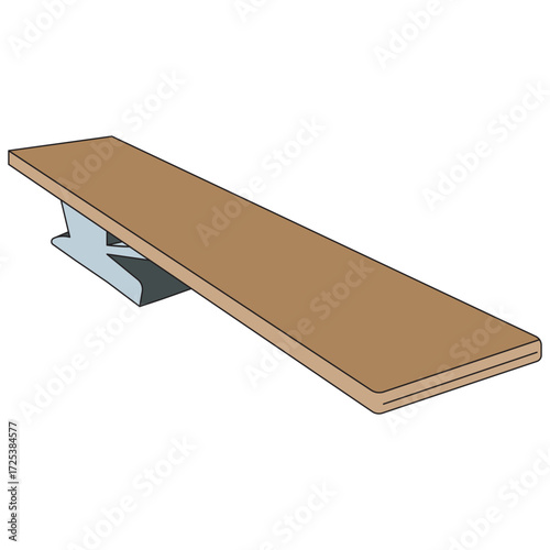 Diving board vector illustration with simple flat design, ideal for swimming pool graphics, sports icons, summer recreation, training equipment visuals, fitness concepts, or creative aquatic artwork.