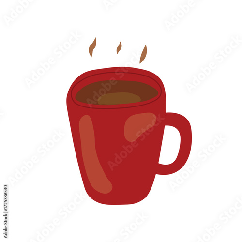 Wallpaper Mural Flat style red mug filled with hot coffee and steam rising, simple illustration isolated Torontodigital.ca