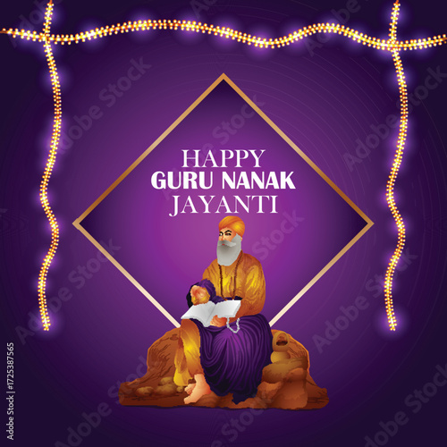 Happy guru nanak jayanti vector illustration
