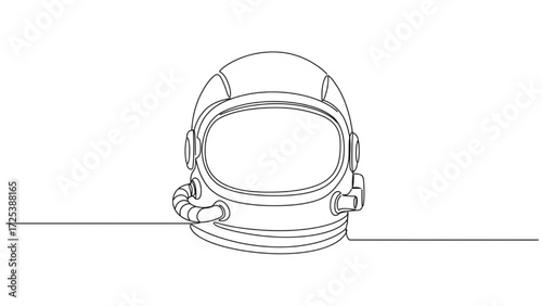 One line art astronaut helmet minimalist clean