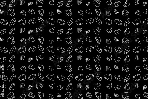 Seamless Bakery Doodle Pattern – Bread, Cake, and Pastry Hand Drawn Background