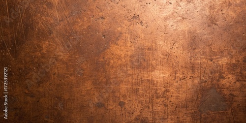 Closeup of a copper surface with scratches and patina, creating a rich, textured background for design, photography, and artistic applications