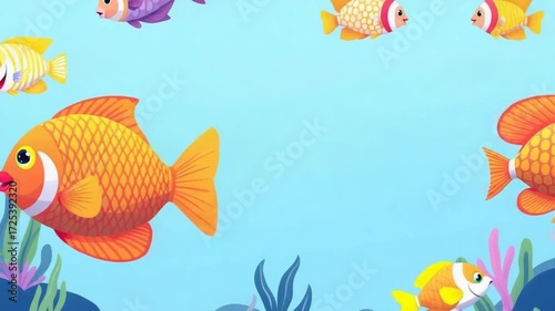 Colorful Fish Swimming in the Ocean.