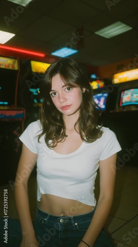 Retro Arcade Vibes with Casual Fashion and Youthful Style in Motion 