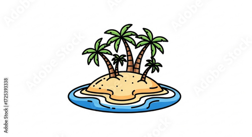 Tropical island with palm trees vector illustration for summer vacation and travel destination concept design